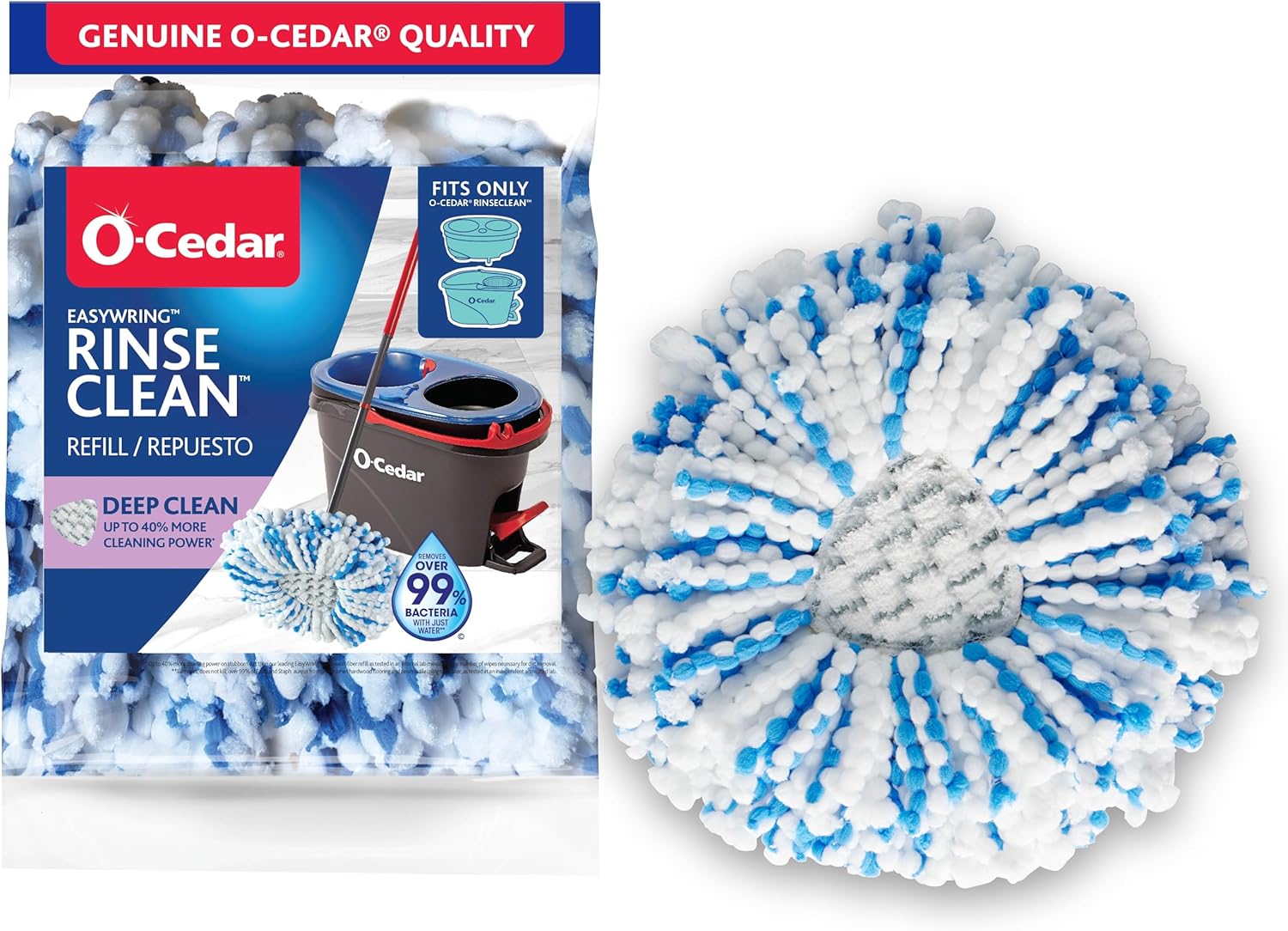 O-Cedar RinseClean™ Microfiber Mop Head Replacement, Machine Washable